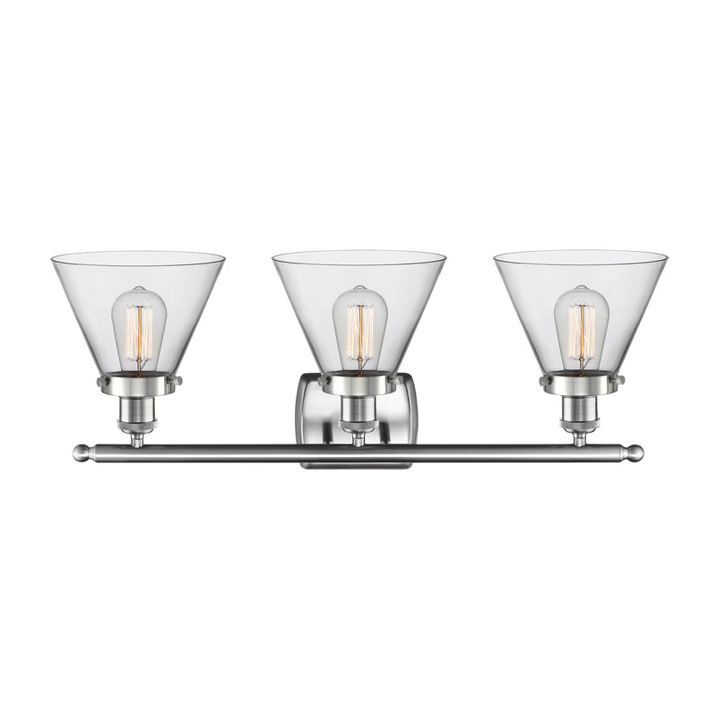 Innovations Lighting Large Cone 3 Light Bath Vanity Light Part Of The Ballston Collection 916-3W-SN-G42-LED