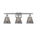 Cone Bath Vanity Light shown in the Brushed Satin Nickel finish with a Plated Smoke shade