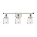 Bell Bath Vanity Light shown in the White and Polished Chrome finish with a Seedy shade