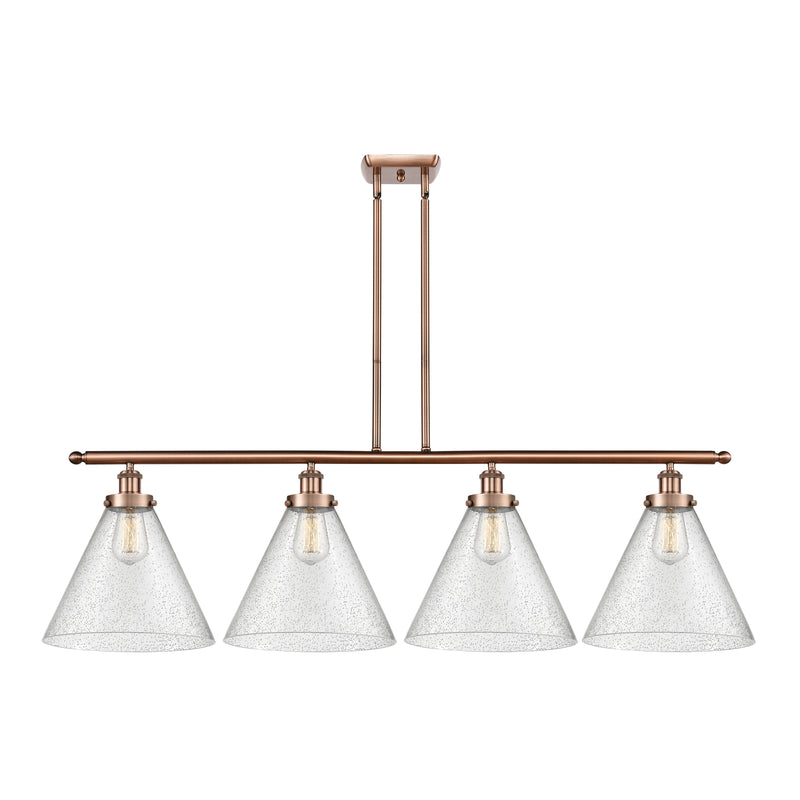 Cone Island Light shown in the Antique Copper finish with a Seedy shade