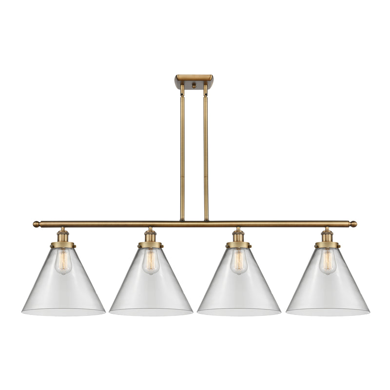 Cone Island Light shown in the Brushed Brass finish with a Clear shade