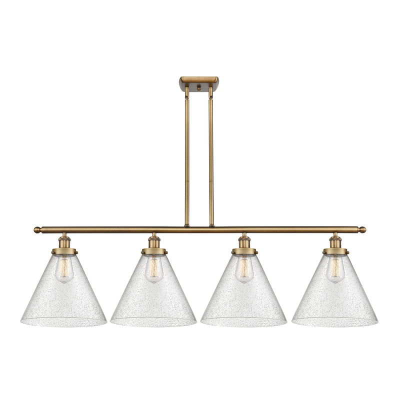 Cone Island Light shown in the Brushed Brass finish with a Seedy shade