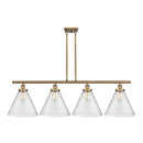 Cone Island Light shown in the Brushed Brass finish with a Seedy shade