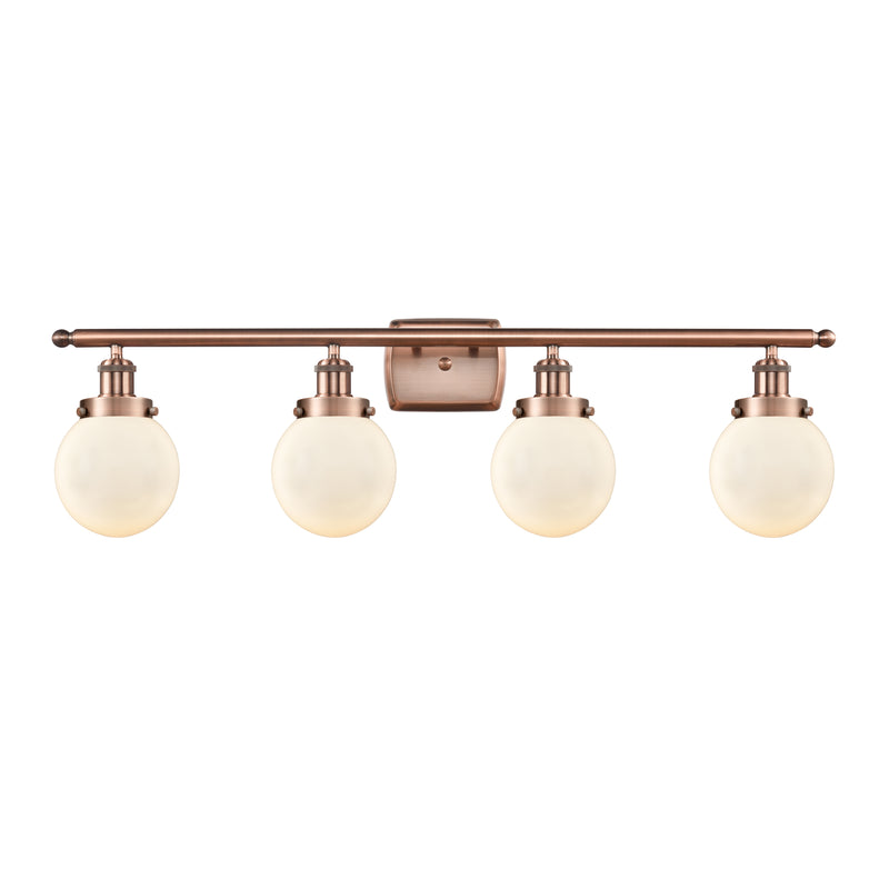 Beacon Bath Vanity Light shown in the Antique Copper finish with a Matte White shade