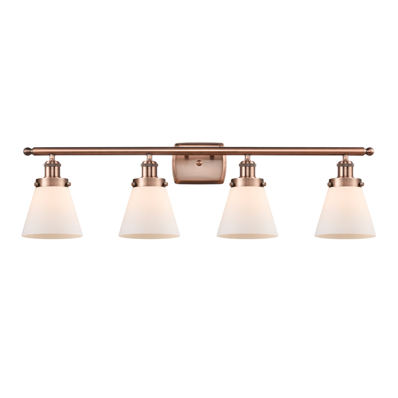 Cone Bath Vanity Light shown in the Antique Copper finish with a Matte White shade