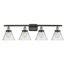 Cone Bath Vanity Light shown in the Black Antique Brass finish with a Clear shade