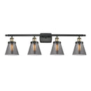 Cone Bath Vanity Light shown in the Black Antique Brass finish with a Plated Smoke shade