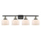 Bell Bath Vanity Light shown in the Black Antique Brass finish with a Matte White shade