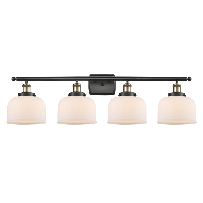 Bell Bath Vanity Light shown in the Black Antique Brass finish with a Matte White shade