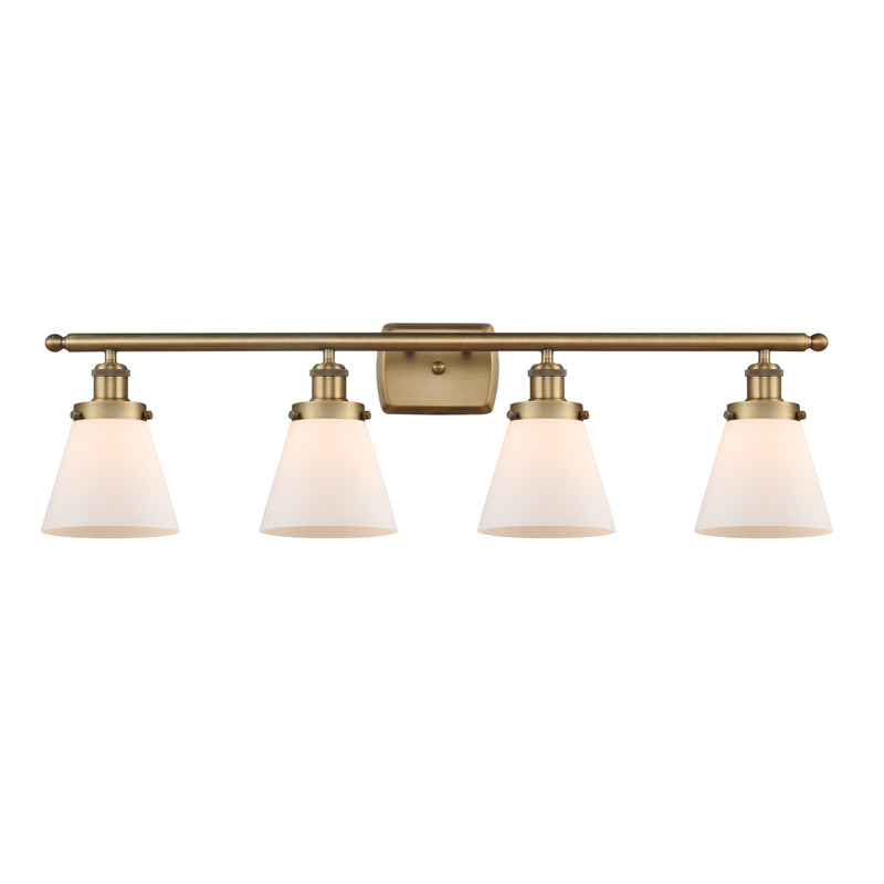 Cone Bath Vanity Light shown in the Brushed Brass finish with a Matte White shade