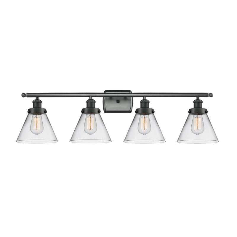 Cone Bath Vanity Light shown in the Matte Black finish with a Clear shade