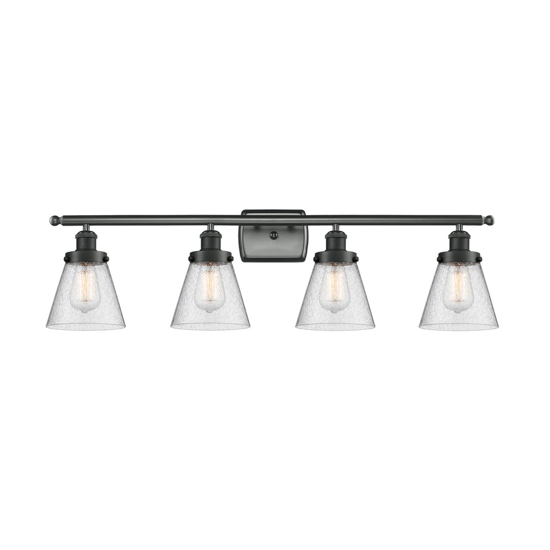 Cone Bath Vanity Light shown in the Matte Black finish with a Seedy shade