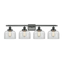 Bell Bath Vanity Light shown in the Matte Black finish with a Clear shade