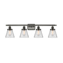 Cone Bath Vanity Light shown in the Oil Rubbed Bronze finish with a Clear shade