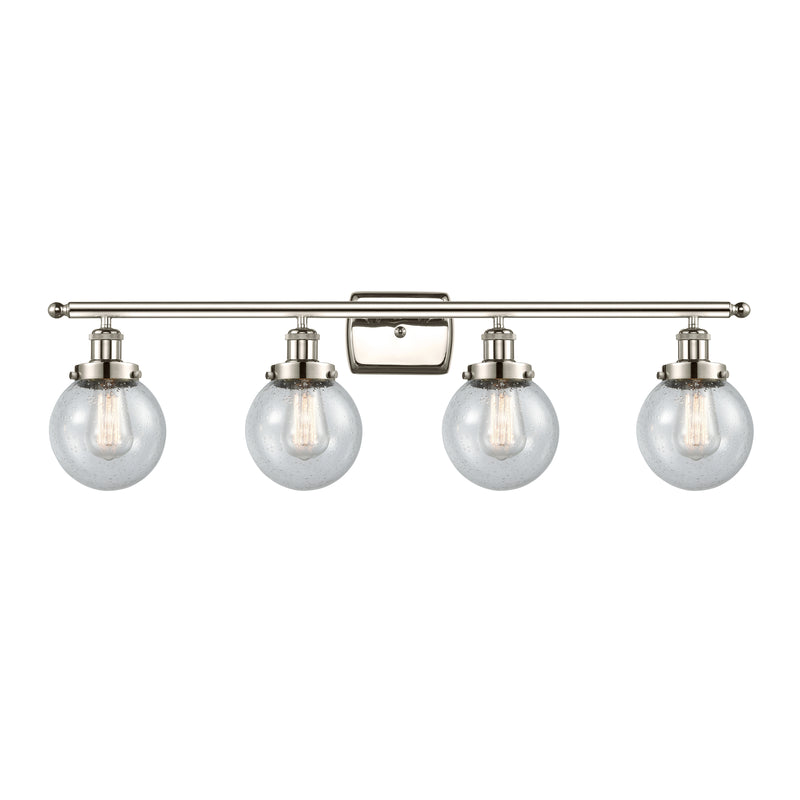 Beacon Bath Vanity Light shown in the Polished Nickel finish with a Seedy shade