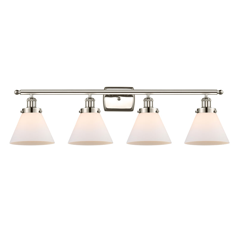 Cone Bath Vanity Light shown in the Polished Nickel finish with a Matte White shade