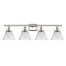 Cone Bath Vanity Light shown in the Polished Nickel finish with a Clear shade