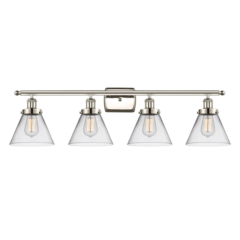 Cone Bath Vanity Light shown in the Polished Nickel finish with a Clear shade