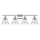 Cone Bath Vanity Light shown in the Polished Nickel finish with a Seedy shade