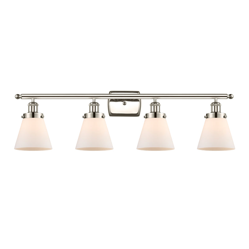 Cone Bath Vanity Light shown in the Polished Nickel finish with a Matte White shade