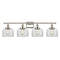 Bell Bath Vanity Light shown in the Polished Nickel finish with a Clear shade