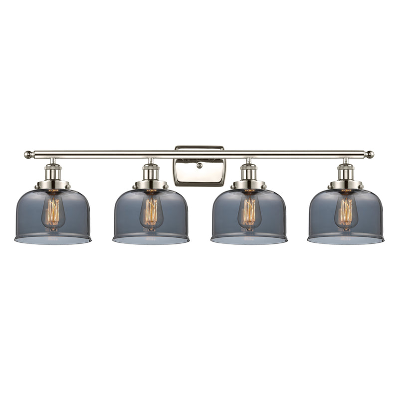 Bell Bath Vanity Light shown in the Polished Nickel finish with a Plated Smoke shade