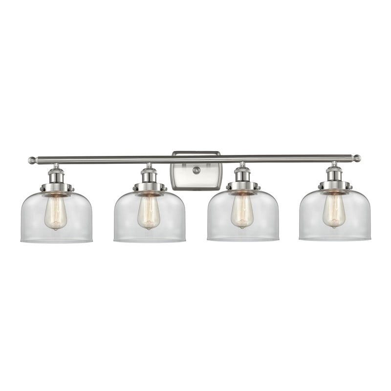 Bell Bath Vanity Light shown in the Brushed Satin Nickel finish with a Clear shade