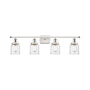 Bell Bath Vanity Light shown in the White and Polished Chrome finish with a Seedy shade