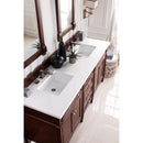 James Martin Brittany 72" Burnished Mahogany Double Vanity with 3 cm Classic White Quartz Top 650-V72-BNM-3CLW