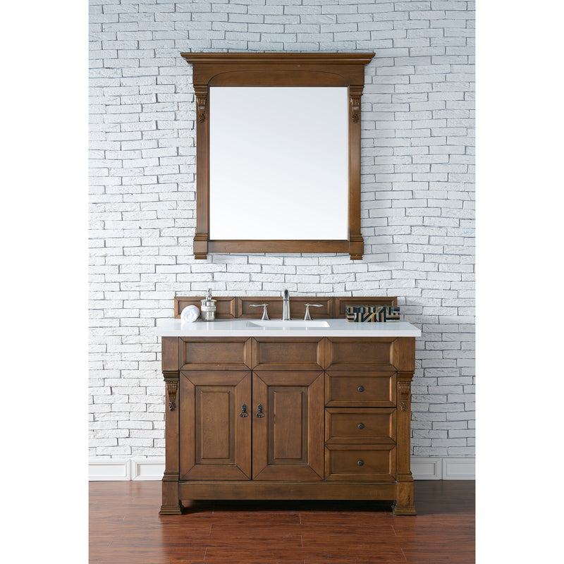 James Martin Brookfield 48" Country Oak Single Vanity with 3 cm Classic White Quartz Top 147-114-5276-3CLW