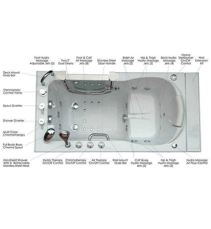 Ella's Bubbles Deluxe Dual Air and Hydro Massage Walk In Tub