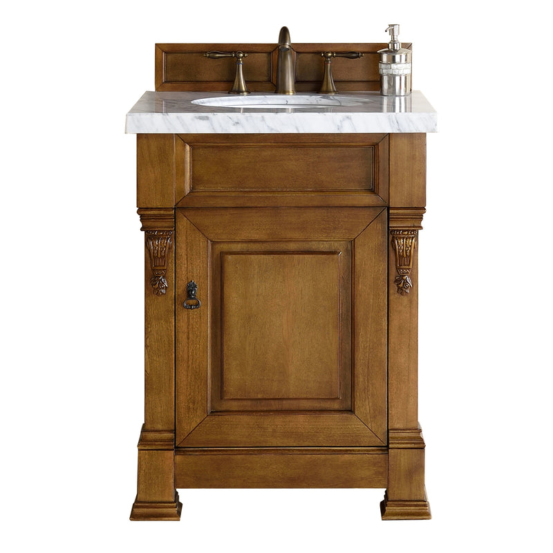 James Martin Brookfield 26" Country Oak Single Vanity with 3 cm Carrara Marble Top 147-114-V26-COK-3CAR