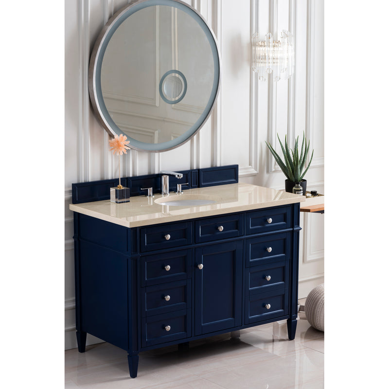 James Martin Brittany 48" Victory Blue Single Vanity with 3 cm Galala Beige Top 650-V48-VBL-3OGLB