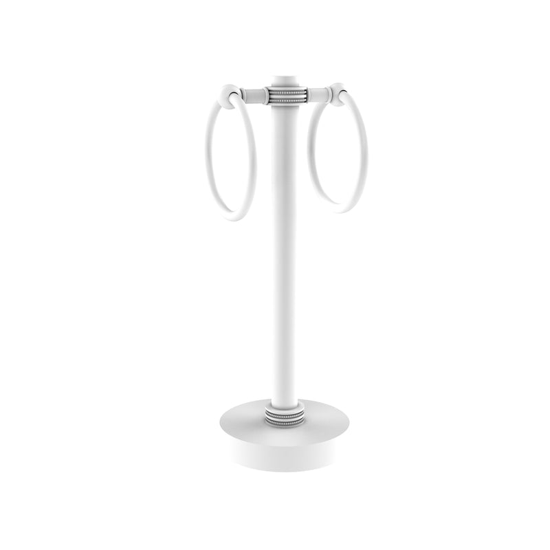 Allied Brass Vanity Top 2 Towel Ring Guest Towel Holder with Dotted Accents 953D-WHM