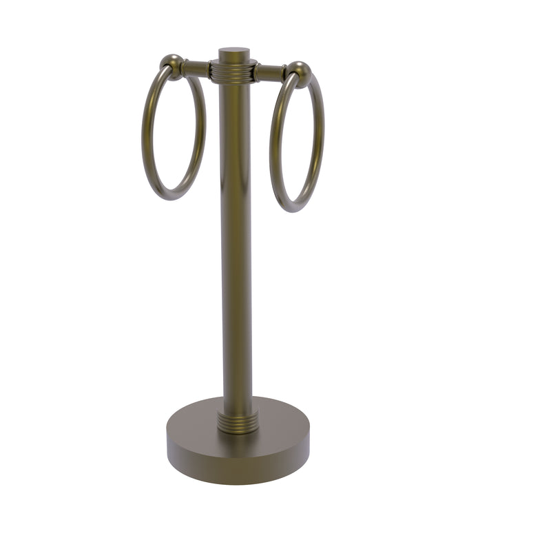 Allied Brass Vanity Top 2 Towel Ring Guest Towel Holder with Groovy Accents 953G-ABR