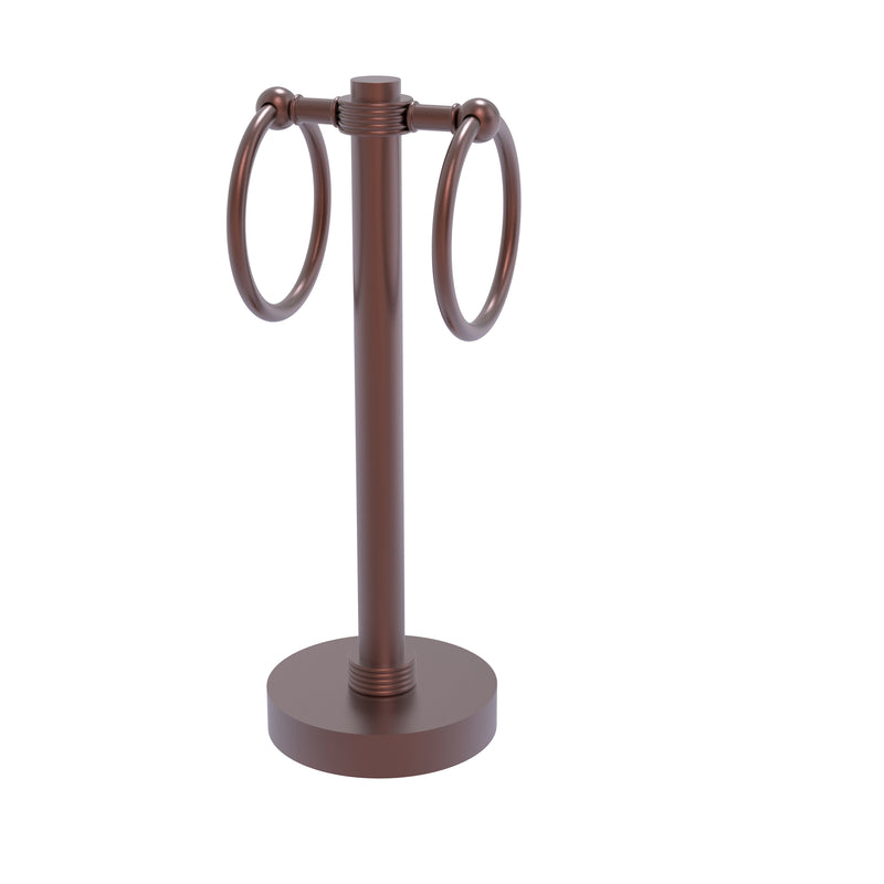 Allied Brass Vanity Top 2 Towel Ring Guest Towel Holder with Groovy Accents 953G-CA