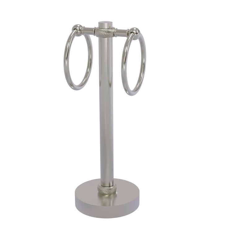 Allied Brass Vanity Top 2 Towel Ring Guest Towel Holder with Twisted Accents 953T-SN