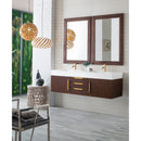 James Martin Mercer Island 59" Double Vanity Coffee Oak Radiant Gold with Glossy White Composite Top 389-V59D-CFO-G-GW