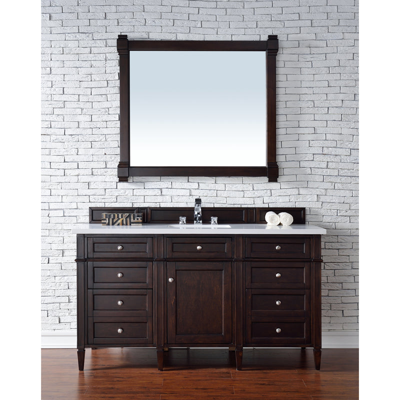 James Martin Brittany 60" Burnished Mahogany Single Vanity with 3 cm Classic White Quartz Top 650-V60S-BNM-3CLW