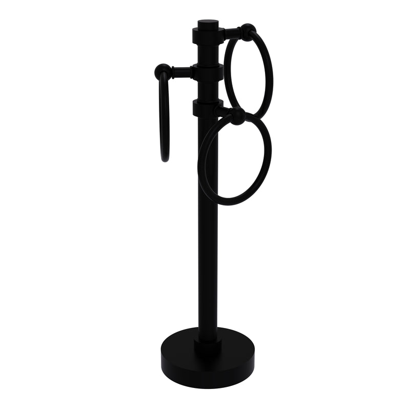 Allied Brass Vanity Top 3 Towel Ring Guest Towel Holder 983-BKM