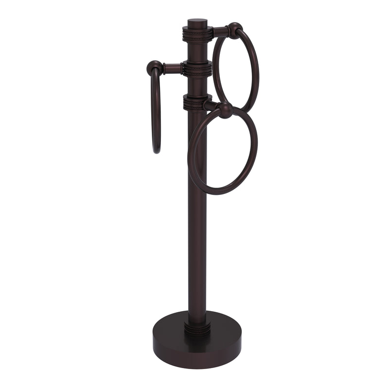 Allied Brass Vanity Top 3 Towel Ring Guest Towel Holder with Dotted Accents 983D-ABZ