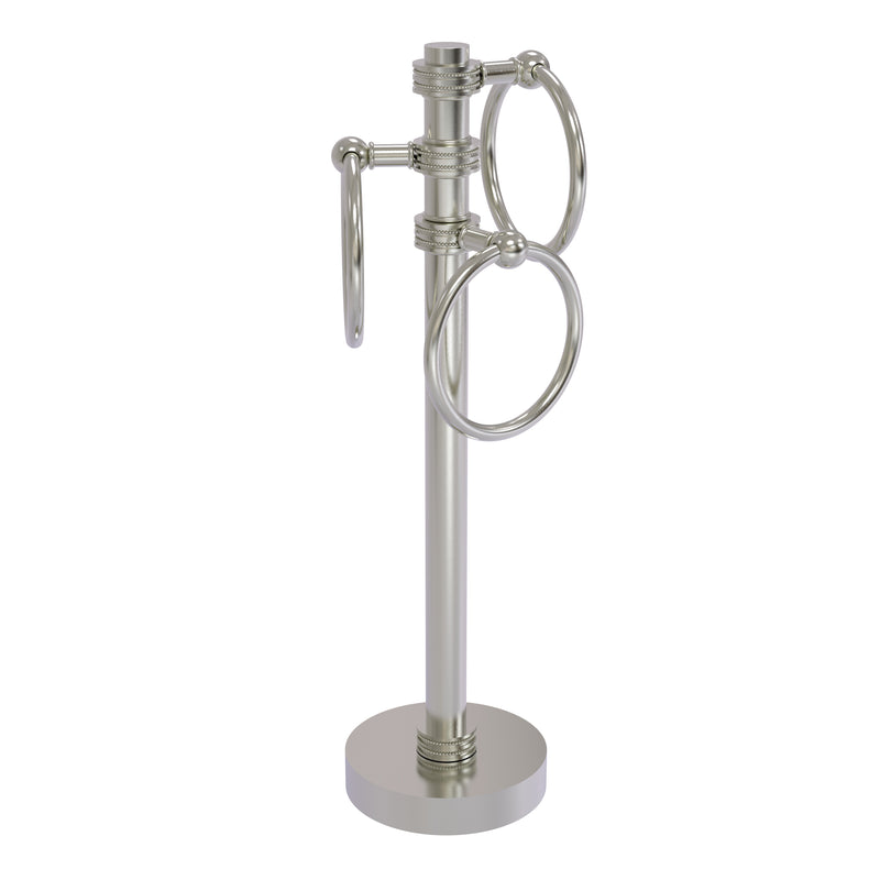 Allied Brass Vanity Top 3 Towel Ring Guest Towel Holder with Dotted Accents 983D-SN