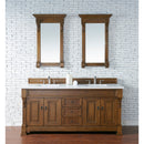 James Martin Brookfield 72" Country Oak Double Vanity with 3 cm Classic White Quartz Top 147-114-5771-3CLW