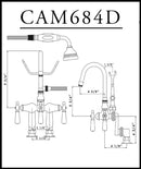 Cambridge Plumbing Clawfoot Tub Deck Mount Porcelain Lever Faucet Hand Held Shower PC