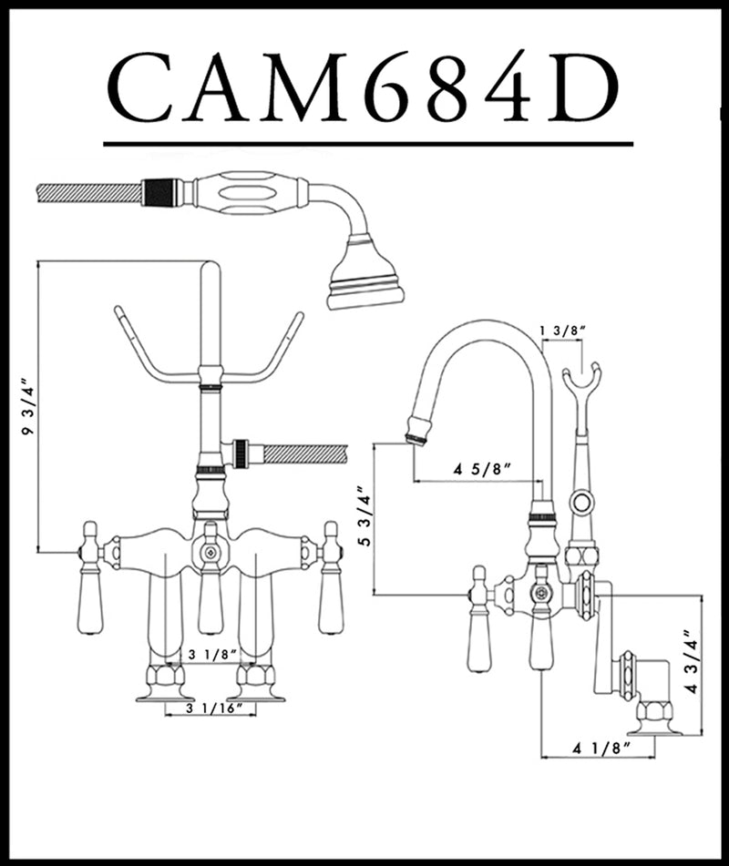 Cambridge Plumbing Complete Package For Deck Mount Clawfoot Tub PC Finish