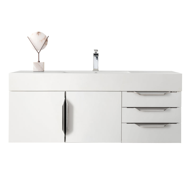 James Martin Mercer Island 48" Single Vanity Glossy White with Glossy White Composite Top 389-V48-GW-A-GW