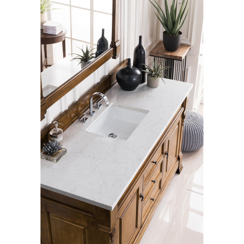 James Martin Brookfield 60" Country Oak Single Vanity with 3 cm Eternal Jasmine Pearl Quartz Top 147-114-5371-3EJP