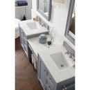 James Martin Copper Cove Encore 86" Double Vanity Set Silver Gray with Makeup Table 3 cm Arctic Fall Solid Surface Top 301-V86-SL-DU-3AF