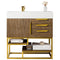 James Martin Columbia 36" Single Vanity Latte Oak Radiant Gold with Glossy White Composite Top 388-V36-LTO-RG-GW