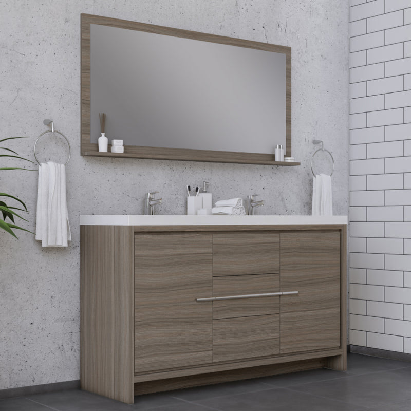 Alya Bath Sortino 60 Double" Modern Bathroom Vanity Gray AB-MD660D-G